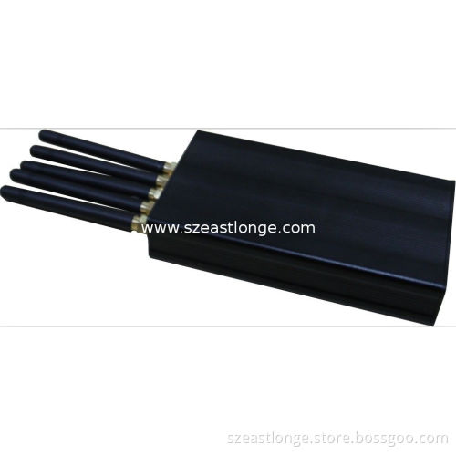 3g Wifi Gps Signal Jammer Shield With 5 Antenna , 10m Jamming Range